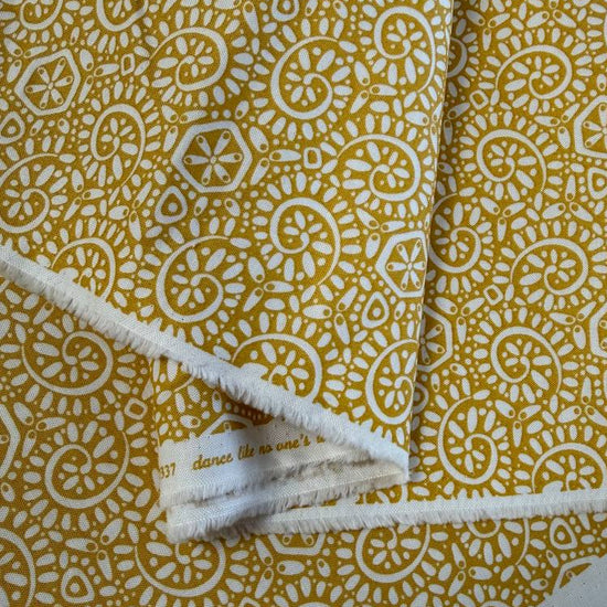 Yellow geometric cotton fabric Tango by Kate Spain Moda sunshine print