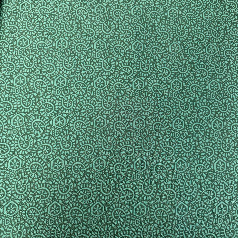 Green geometric cotton fabric Tango by Kate Spain Moda basil print