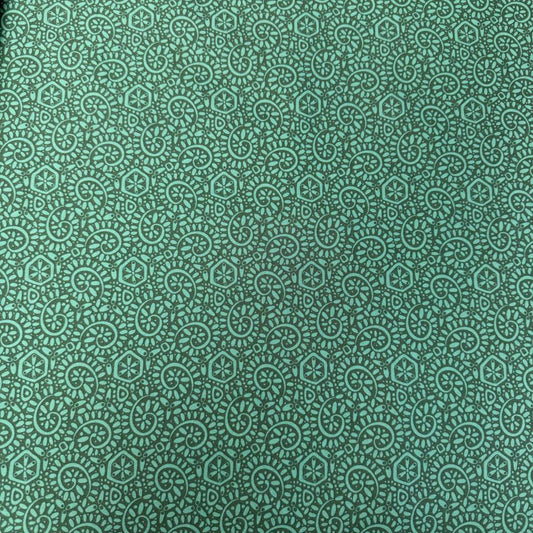 Green geometric cotton fabric Tango by Kate Spain Moda basil print