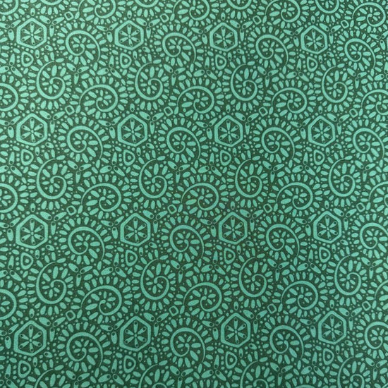 Green geometric cotton fabric Tango by Kate Spain Moda basil print