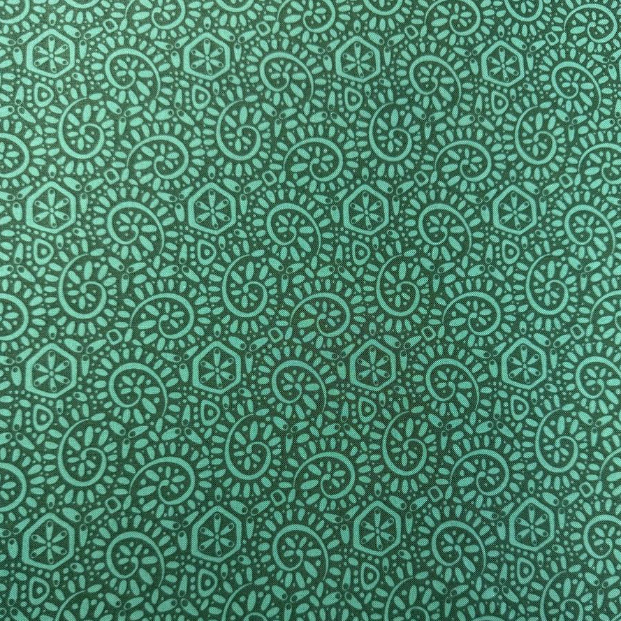 Green geometric cotton fabric Tango by Kate Spain Moda basil print