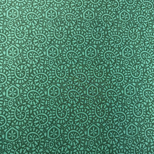 Green geometric cotton fabric Tango by Kate Spain Moda basil print