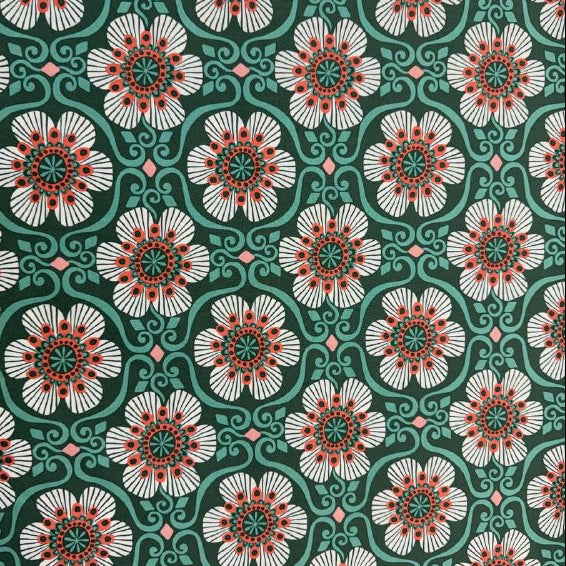 Basil multi floral geometric cotton fabric Tango by Kate Spain Moda