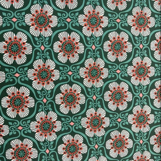 Basil multi floral geometric cotton fabric Tango by Kate Spain Moda