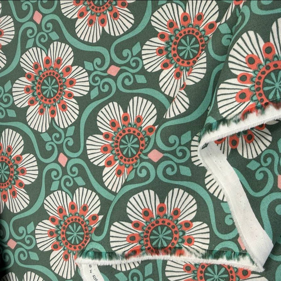 Basil multi floral geometric cotton fabric Tango by Kate Spain Moda
