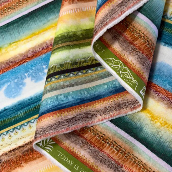 Colorful stripe cotton fabric Wanderlust Create Joy Project Moda