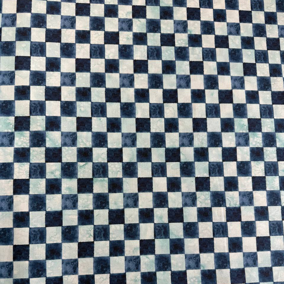 Blue check cotton fabric Wanderlust Create Joy Project Moda Twilight