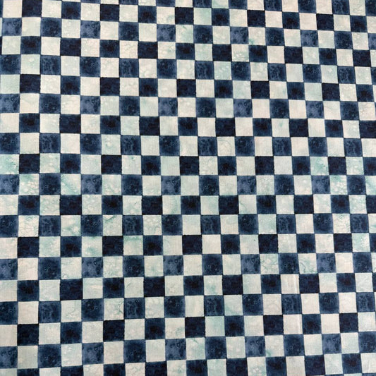 Blue check cotton fabric Wanderlust Create Joy Project Moda Twilight