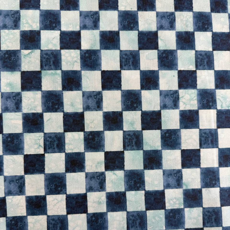 Blue check cotton fabric Wanderlust Create Joy Project Moda Twilight