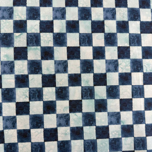 Blue check cotton fabric Wanderlust Create Joy Project Moda Twilight
