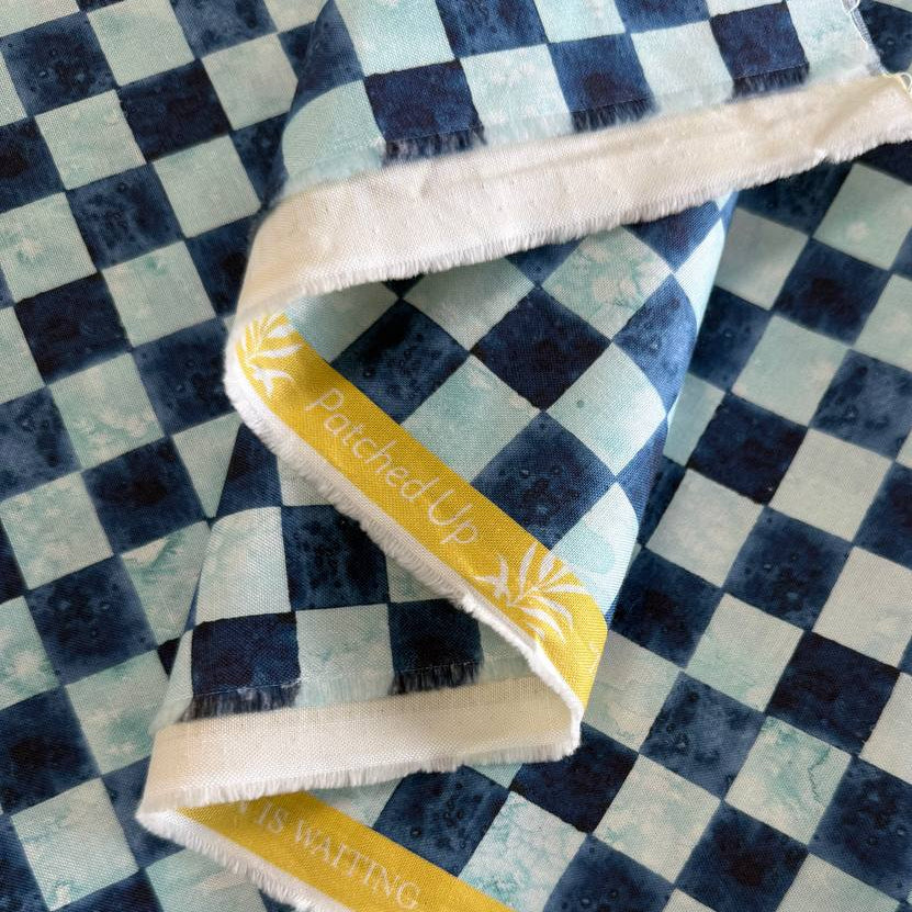 Blue check cotton fabric Wanderlust Create Joy Project Moda Twilight