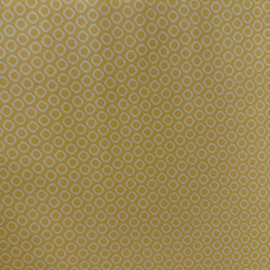 Yellow geometric circle cotton fabric cheer yellow small print