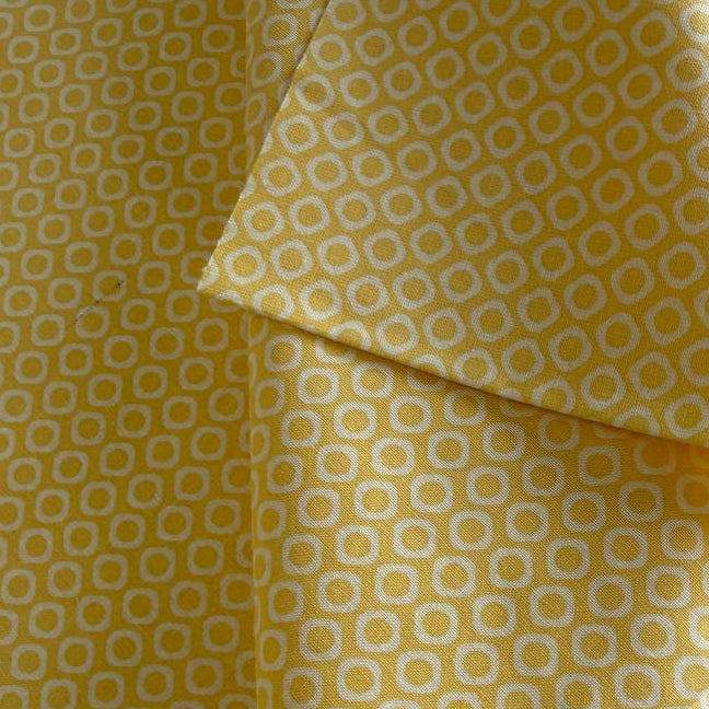 Yellow geometric circle cotton fabric cheer yellow small print