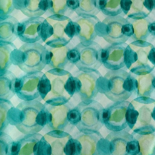 Flower Patches fabric by Amarilys Henderson for Moda, aqua green watercolor dots blender quilting cotton 521826-12