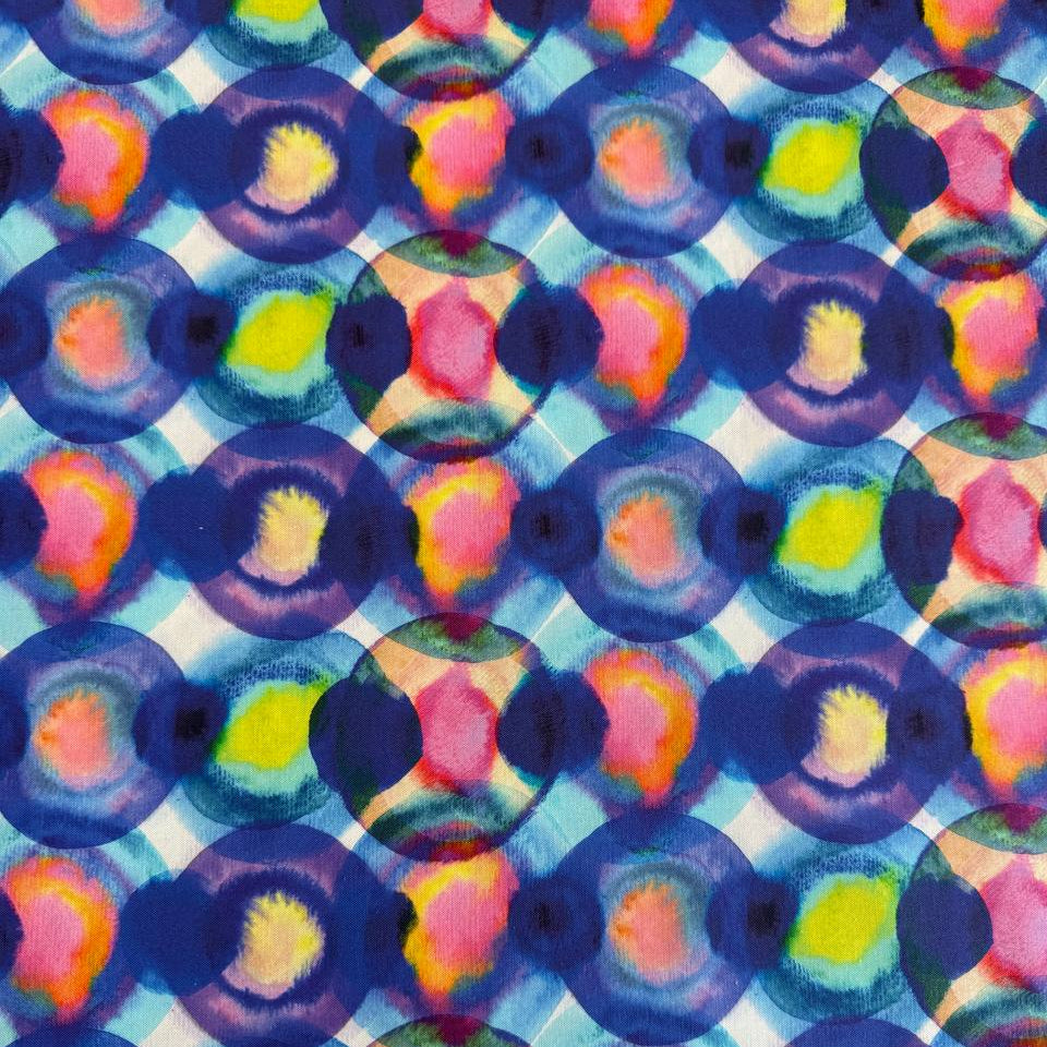 Flower Patches fabric by Amarilys Henderson for Moda, jewel tone watercolor dots blender quilting cotton 521826-11