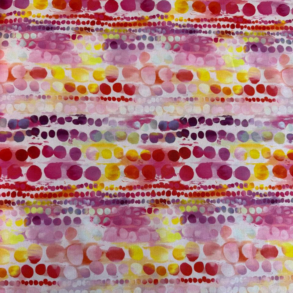 Gradients Parfait Fruit Punch fabric by Moda, pink orange yellow watercolor dot stripe quilting cotton 533645-12