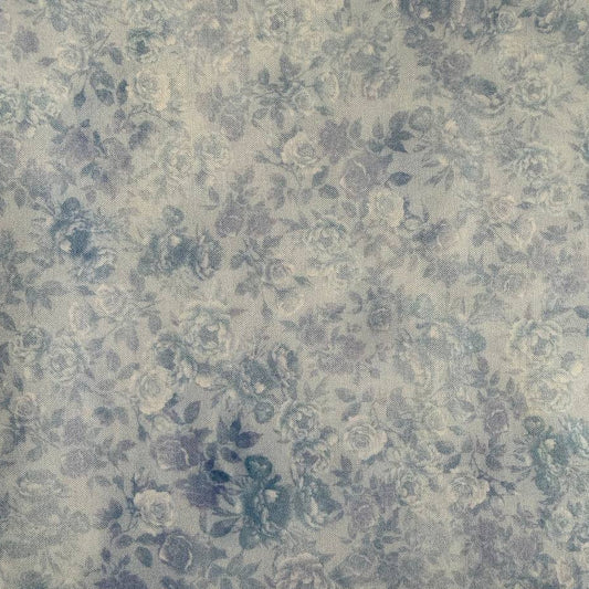 Soiree by Hoffman sky blue floral cotton fabric quilting 25661-16