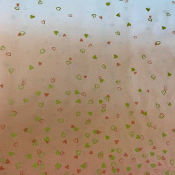 I Heart Ombre hearts fabric peach background green coral hearts Moda V and Co quilting cotton 10875M-221