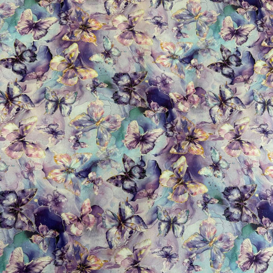 Flourish By Hoffman violet butterfly fabric 25630-81 watercolor purple butterflies digital print quilting cotton