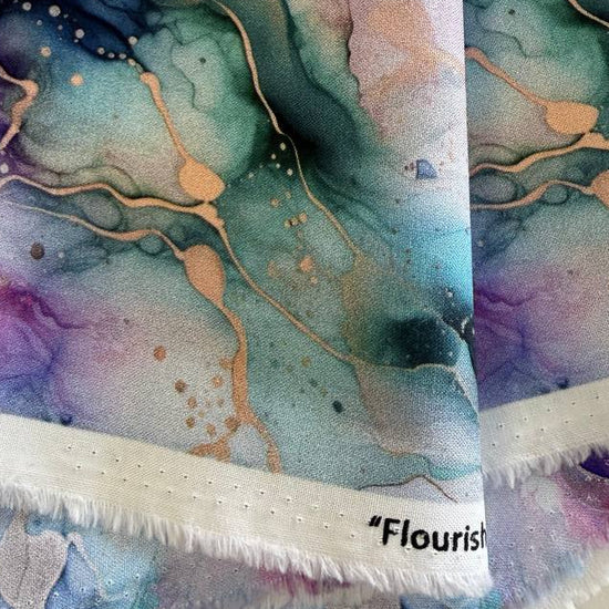 Flourish By Hoffman dragonfly fabric 25628-324 watercolor abstract pastel digital print quilting cotton