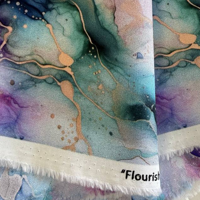 Flourish By Hoffman dragonfly fabric 25628-324 watercolor abstract pastel digital print quilting cotton