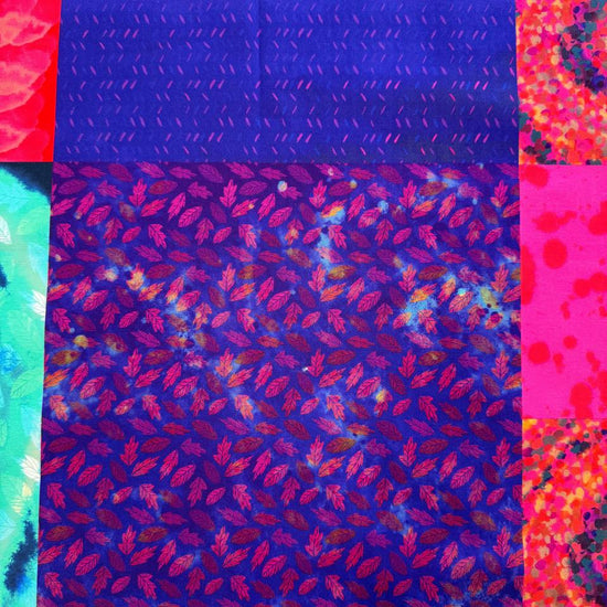 Rainbow Highland cow patchwork cotton quilting fabric panel with colorful squares