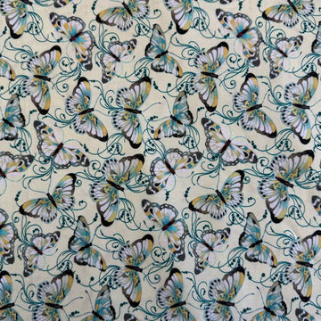 Peacock Symphony butterflies fabric by David Galchutt Benartex light green butterfly quilting cotton