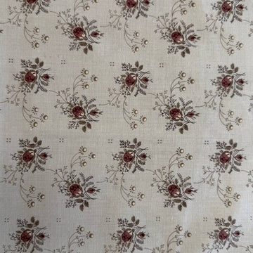 Fleur De Paris Smoke fabric by French General for Moda, beige quilting cotton with small red floral bouquets, 513994-15