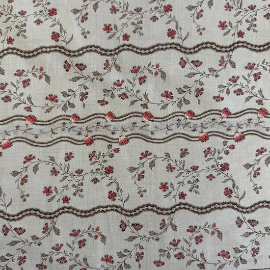 Fleur De Paris Smoke 513993-16 Moda Fabrics vintage floral stripe beige red quilting cotton