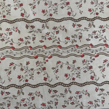 Fleur De Paris Smoke 513993-16 Moda Fabrics vintage floral stripe beige red quilting cotton