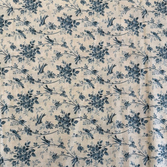 Fleur De Paris Pearl French Blue 513996-12 Moda Fabrics blue floral bird quilting cotton