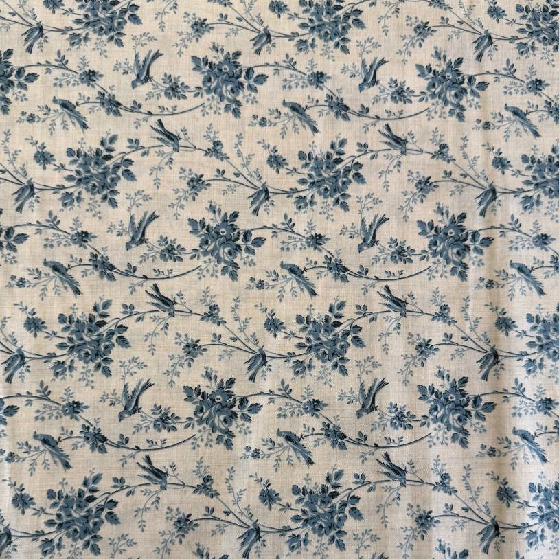 Fleur De Paris Pearl French Blue 513996-12 Moda Fabrics blue floral bird quilting cotton
