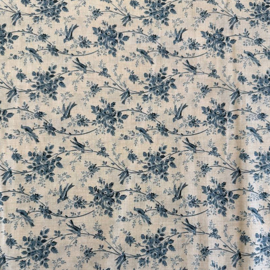 Fleur De Paris Pearl French Blue 513996-12 Moda Fabrics blue floral bird quilting cotton