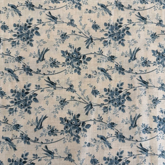 Fleur De Paris Pearl French Blue 513996-12 Moda Fabrics blue floral bird quilting cotton