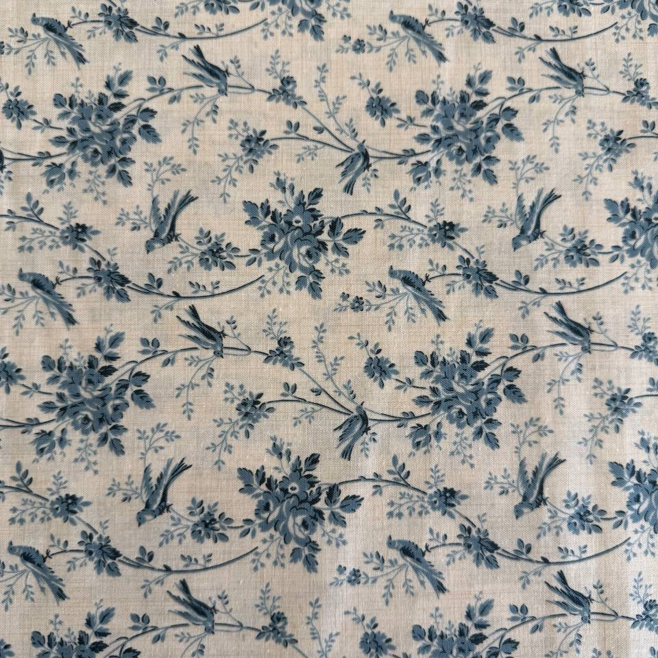 Fleur De Paris Pearl French Blue 513996-12 Moda Fabrics blue floral bird quilting cotton