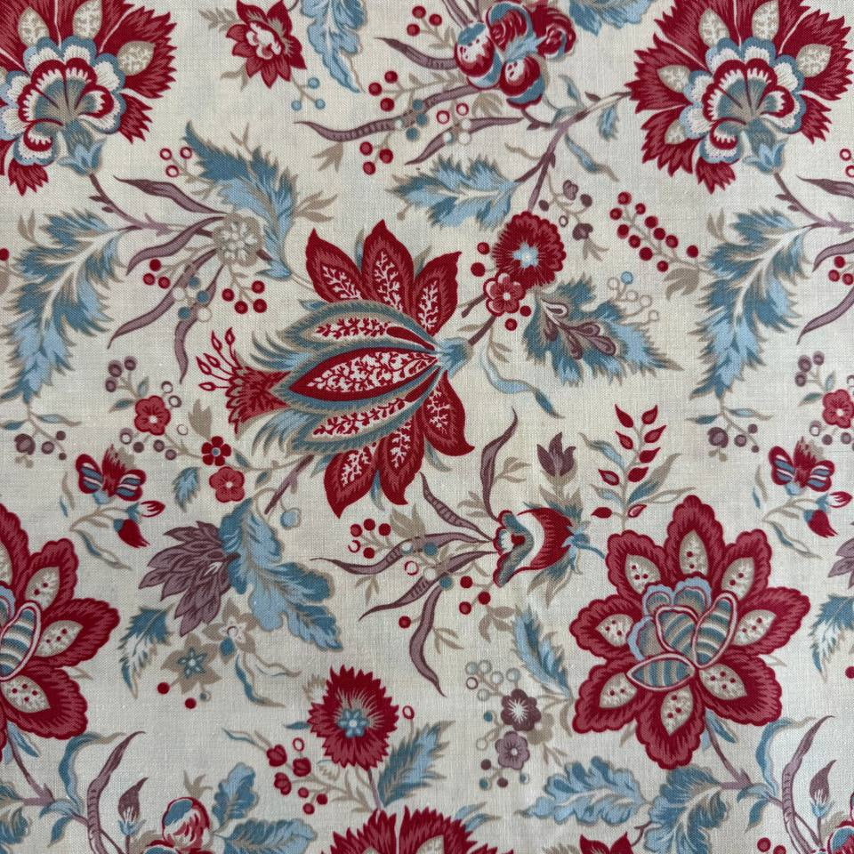 Fleur De Paris Pearl 513990-11 Moda Fabrics large floral red blue quilting cotton