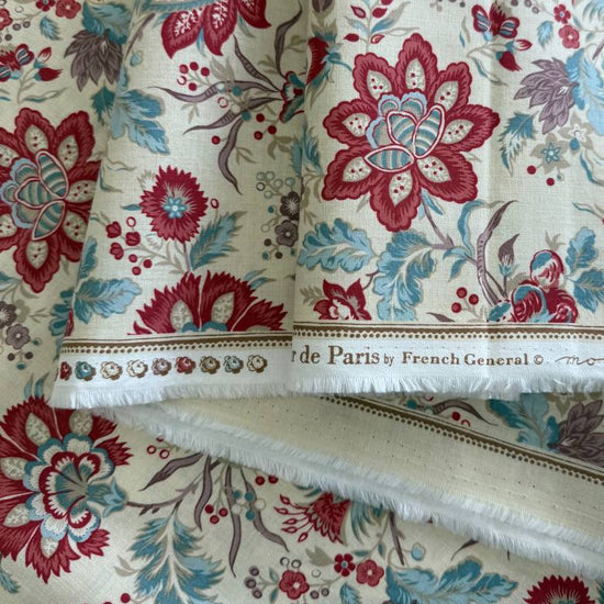 Fleur De Paris Pearl 513990-11 Moda Fabrics large floral red blue quilting cotton