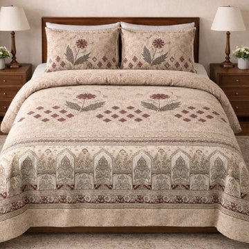 Neutral Ornamental Duvet Cover with Zipper | Sasha’s Atelier