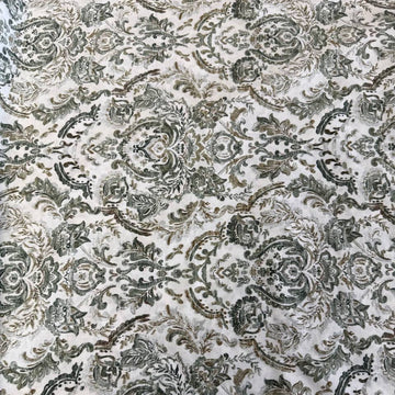 Sage green ornamental damask cotton sheeting fabric 108 inch wide for bedding and home decor