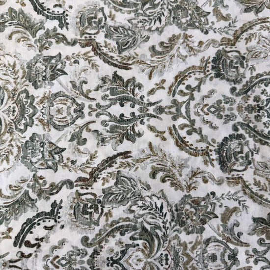 Sage green ornamental damask cotton sheeting fabric 108 inch wide for bedding and home decor