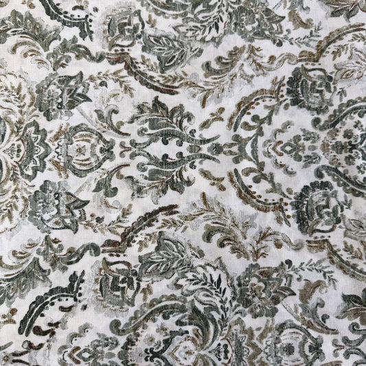Sage green ornamental damask cotton sheeting fabric 108 inch wide for bedding and home decor
