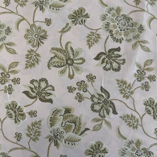 Sage green floral vine cotton sheeting fabric 108 inch wide Galeria Bella Casa bedding fabric
