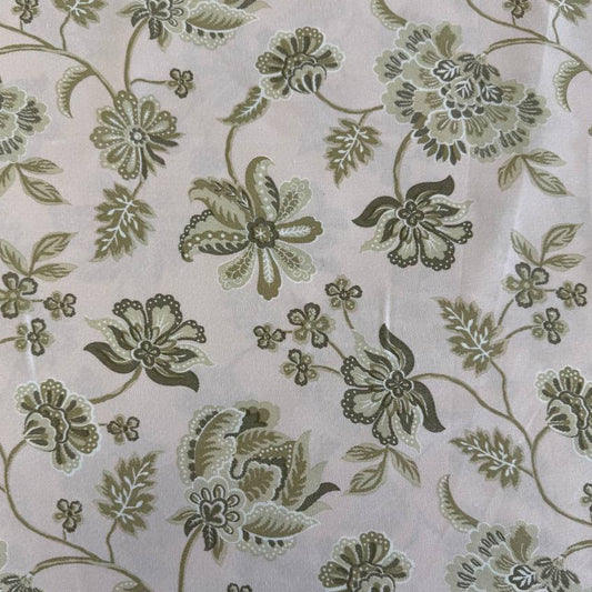 Sage green floral vine cotton sheeting fabric 108 inch wide Galeria Bella Casa bedding fabric