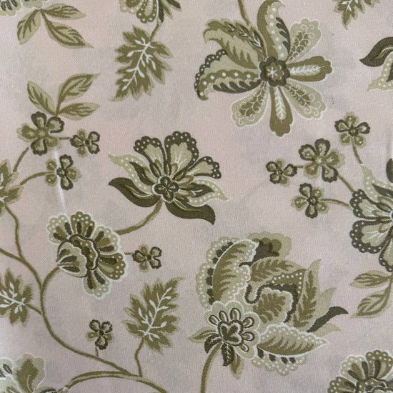 Sage green floral vine cotton sheeting fabric 108 inch wide Galeria Bella Casa bedding fabric