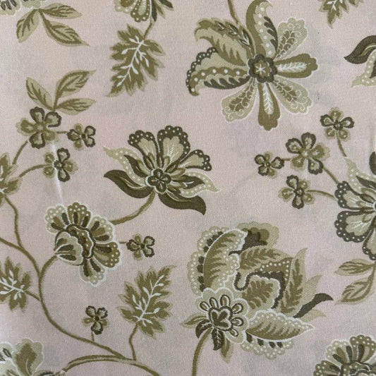 Sage green floral vine cotton sheeting fabric 108 inch wide Galeria Bella Casa bedding fabric