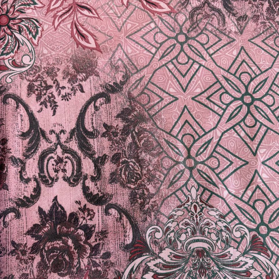 Pink vintage patchwork floral geometric cotton sheeting fabric 108 inch wide Galeria