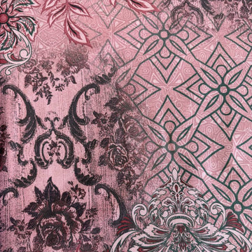 Pink vintage patchwork floral geometric cotton sheeting fabric 108 inch wide Galeria