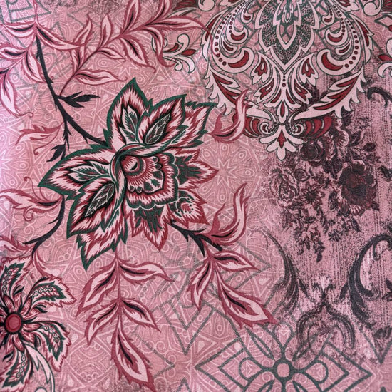 Pink vintage patchwork floral geometric cotton sheeting fabric 108 inch wide Galeria