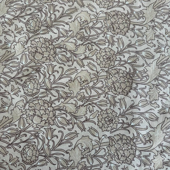 Taupe floral 108 inch wide cotton sheeting fabric for bedding and quilt backing