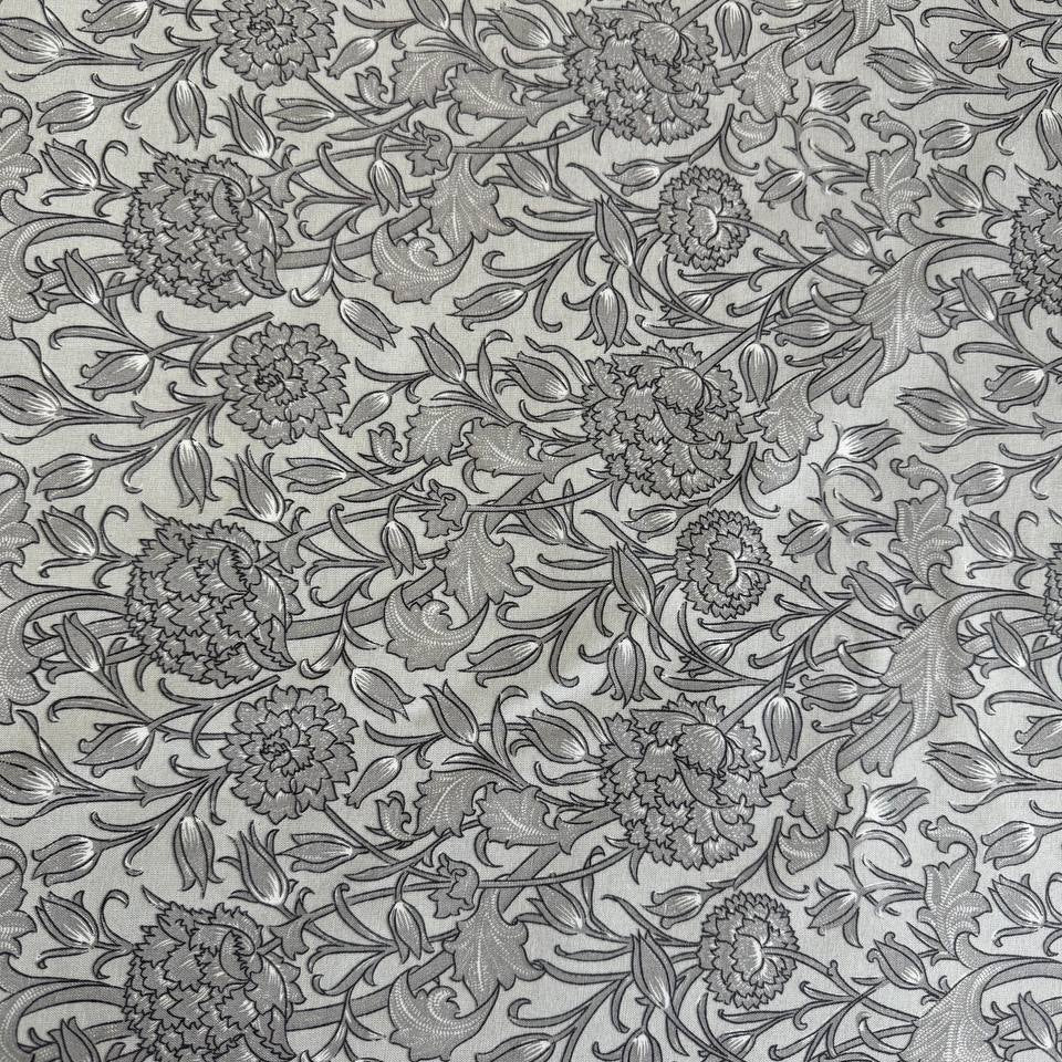 Grey vintage floral 108 inch wide cotton sheeting fabric for bedding quilt backing and home decor